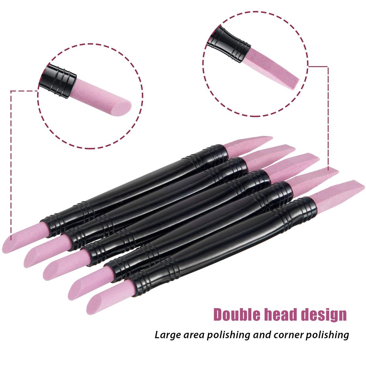 5-Piece Pumice Stone Nail File Polishing Pen Set – Double-Headed Cuticle Pusher & Buffer for Home Salon Use - görsel 6