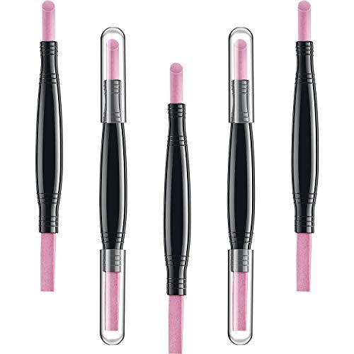 5-Piece Pumice Stone Nail File Polishing Pen Set – Double-Headed Cuticle Pusher & Buffer for Home Salon Use - görsel 1