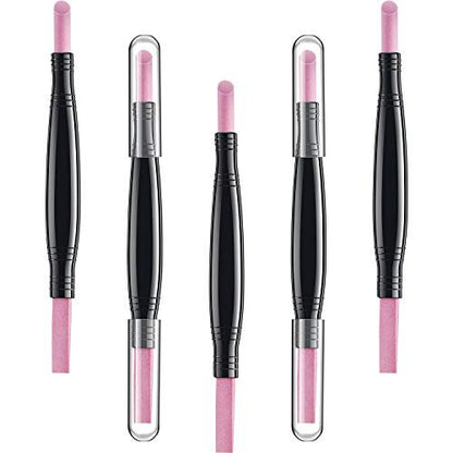 5-Piece Pumice Stone Nail File Polishing Pen Set – Double-Headed Cuticle Pusher & Buffer for Home Salon Use