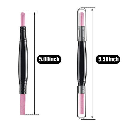 5-Piece Pumice Stone Nail File Polishing Pen Set – Double-Headed Cuticle Pusher & Buffer for Home Salon Use
