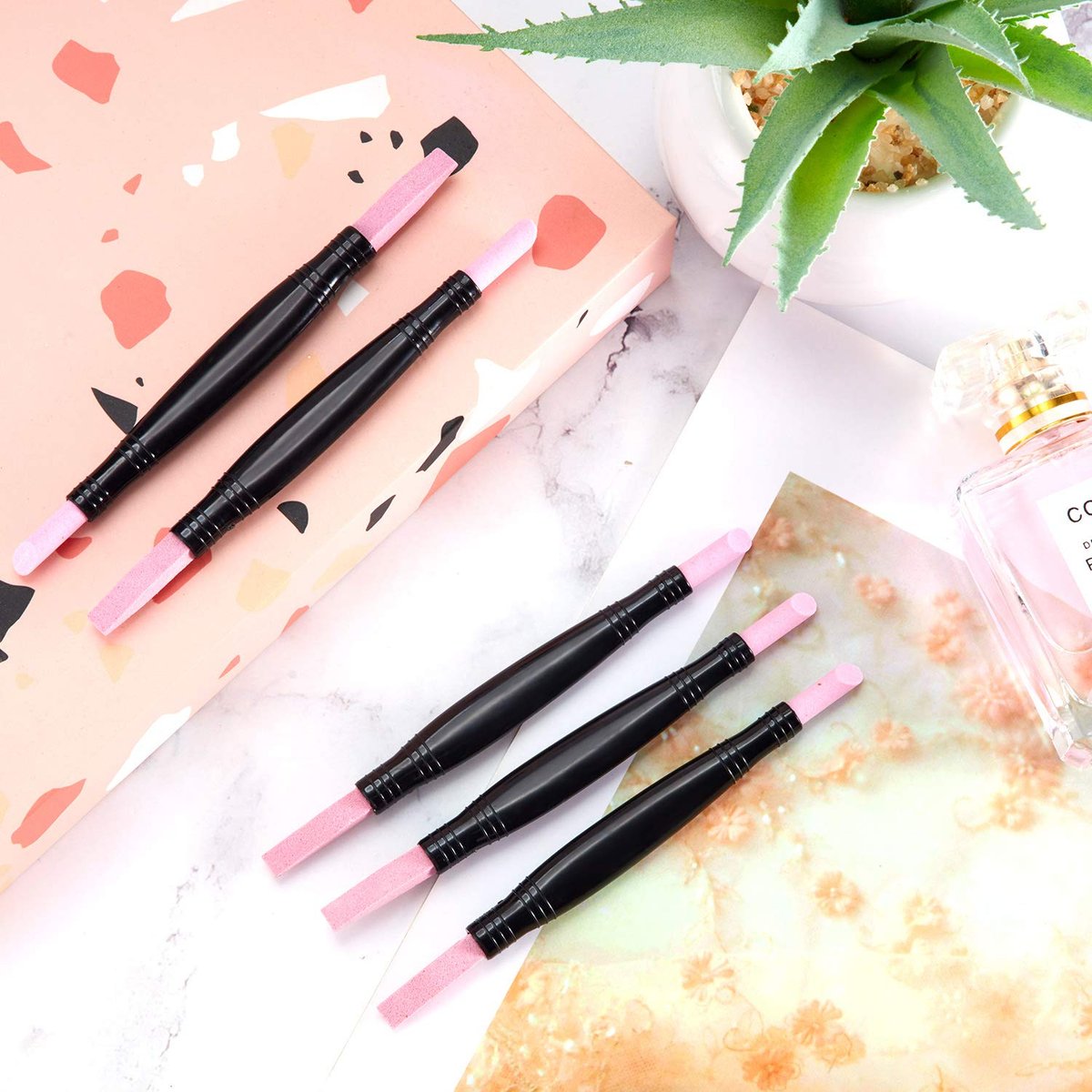 5-Piece Pumice Stone Nail File Polishing Pen Set – Double-Headed Cuticle Pusher & Buffer for Home Salon Use - görsel 14