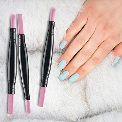 5-Piece Pumice Stone Nail File Polishing Pen Set – Double-Headed Cuticle Pusher & Buffer for Home Salon Use