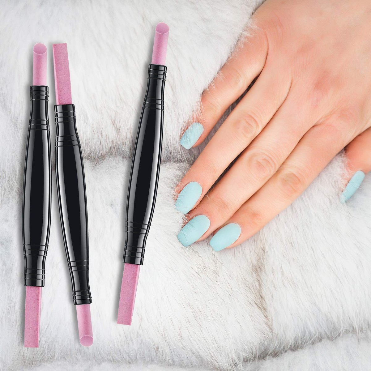 5-Piece Pumice Stone Nail File Polishing Pen Set – Double-Headed Cuticle Pusher & Buffer for Home Salon Use - görsel 12