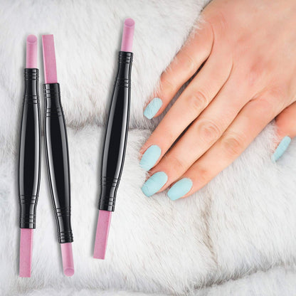 5-Piece Pumice Stone Nail File Polishing Pen Set – Double-Headed Cuticle Pusher & Buffer for Home Salon Use