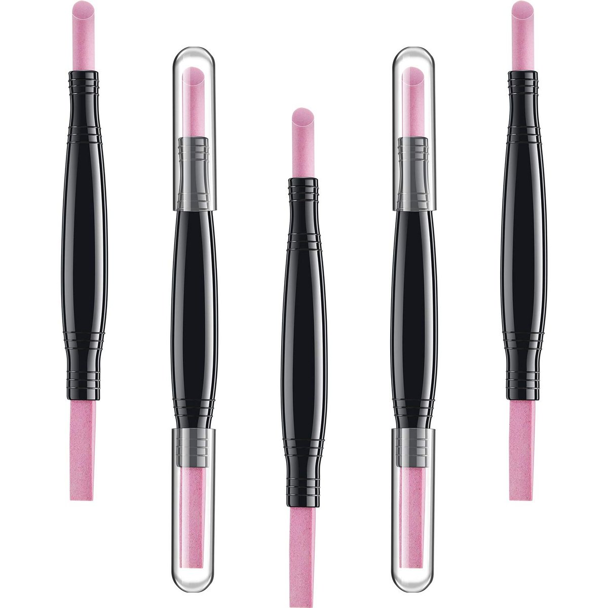 5-Piece Pumice Stone Nail File Polishing Pen Set – Double-Headed Cuticle Pusher & Buffer for Home Salon Use - görsel 2