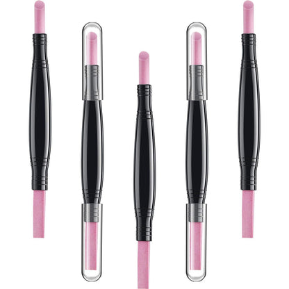 5-Piece Pumice Stone Nail File Polishing Pen Set – Double-Headed Cuticle Pusher & Buffer for Home Salon Use