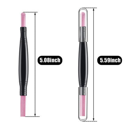 5-Piece Pumice Stone Nail File Polishing Pen Set – Double-Headed Cuticle Pusher & Buffer for Home Salon Use