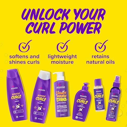 Aussie Miracle Curls 6-Piece Hair Care Set - Shampoo, Conditioner, Deep Conditioner, Refresher Gel, Detangling Milk & Oil Treatment (55.8 Fl Oz Total) Avelisse