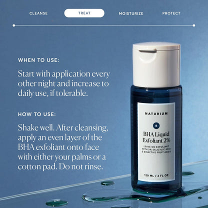 Naturium BHA Liquid Exfoliant 2% - Salicylic Acid & Bioactive Fruit Acids Leave-On Pore Treatment, 4 oz