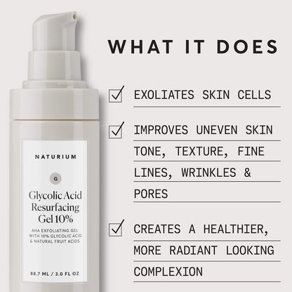 Naturium Glycolic Acid Resurfacing Gel 10% - AHA Exfoliating Gel with Natural Fruit Acids, 3.0 oz Avelisse