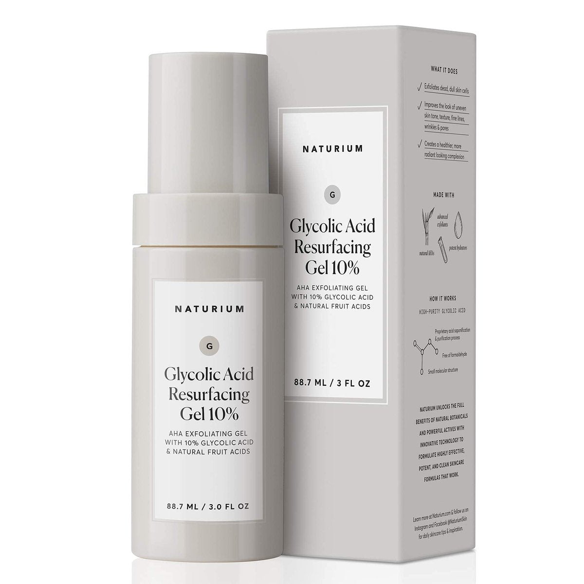 Naturium Glycolic Acid Resurfacing Gel 10% - AHA Exfoliating Gel with Natural Fruit Acids, 3.0 oz Avelisse
