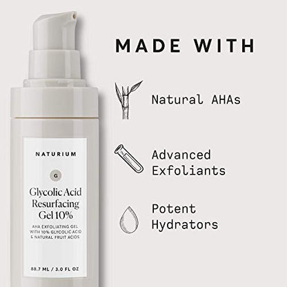 Naturium Glycolic Acid Resurfacing Gel 10% - AHA Exfoliating Gel with Natural Fruit Acids, 3.0 oz Avelisse