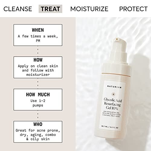 Naturium Glycolic Acid Resurfacing Gel 10% - AHA Exfoliating Gel with Natural Fruit Acids, 3.0 oz Avelisse