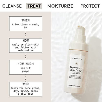 Naturium Glycolic Acid Resurfacing Gel 10% - AHA Exfoliating Gel with Natural Fruit Acids, 3.0 oz Avelisse