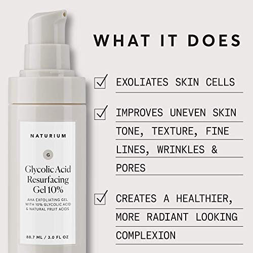 Naturium Glycolic Acid Resurfacing Gel 10% - AHA Exfoliating Gel with Natural Fruit Acids, 3.0 oz Avelisse