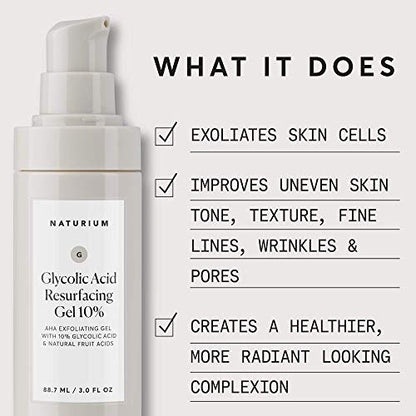 Naturium Glycolic Acid Resurfacing Gel 10% - AHA Exfoliating Gel with Natural Fruit Acids, 3.0 oz Avelisse