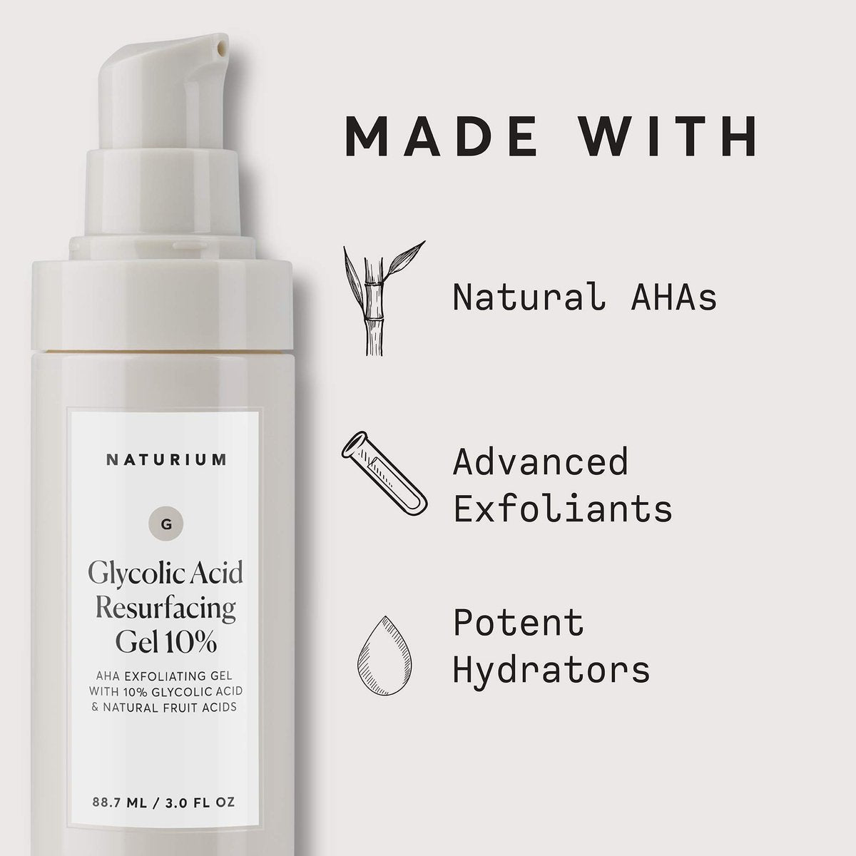 Naturium Glycolic Acid Resurfacing Gel 10% - AHA Exfoliating Gel with Natural Fruit Acids, 3.0 oz Avelisse