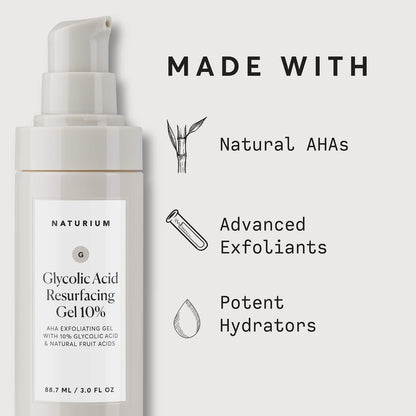 Naturium Glycolic Acid Resurfacing Gel 10% - AHA Exfoliating Gel with Natural Fruit Acids, 3.0 oz Avelisse