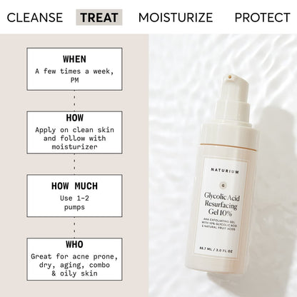 Naturium Glycolic Acid Resurfacing Gel 10% - AHA Exfoliating Gel with Natural Fruit Acids, 3.0 oz Avelisse