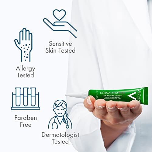 Vichy Normaderm S.O.S Acne Rescue Spot Corrector - 10% Sulfur, Niacinamide & Glycolic Acid Acne Spot Treatment for Sensitive Skin, 0.68 Fl Oz Avelisse