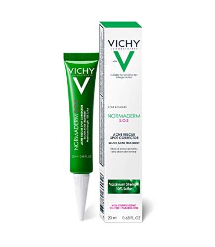 Vichy Normaderm S.O.S Acne Rescue Spot Corrector - 10% Sulfur, Niacinamide & Glycolic Acid Acne Spot Treatment for Sensitive Skin, 0.68 Fl Oz Avelisse