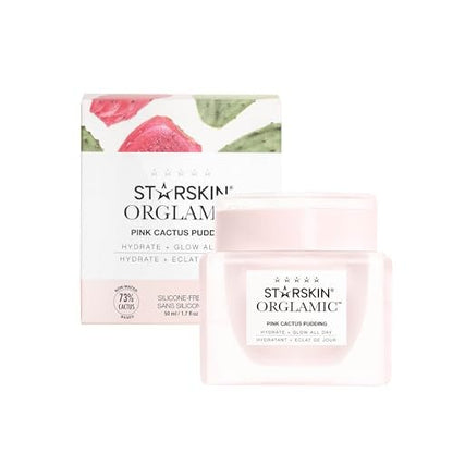 STARSKIN Orglamic Pink Cactus Pudding – Hydrating & Nourishing Face Cream with Prickly Pear Cactus Seed Oil & Hyaluronic Acid, 99.3% Natural, K-Beauty Moisturizer for All Skin Types, 50ml