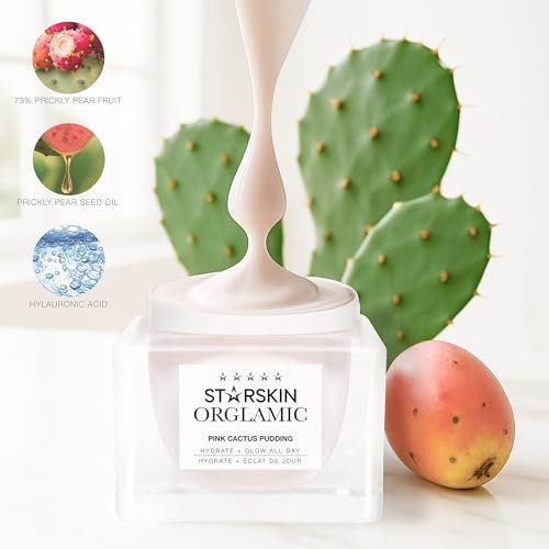 STARSKIN Orglamic Pink Cactus Pudding – Hydrating & Nourishing Face Cream with Prickly Pear Cactus Seed Oil & Hyaluronic Acid, 99.3% Natural, K-Beauty Moisturizer for All Skin Types, 50ml - görsel 6