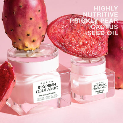 STARSKIN Orglamic Pink Cactus Pudding – Hydrating & Nourishing Face Cream with Prickly Pear Cactus Seed Oil & Hyaluronic Acid, 99.3% Natural, K-Beauty Moisturizer for All Skin Types, 50ml