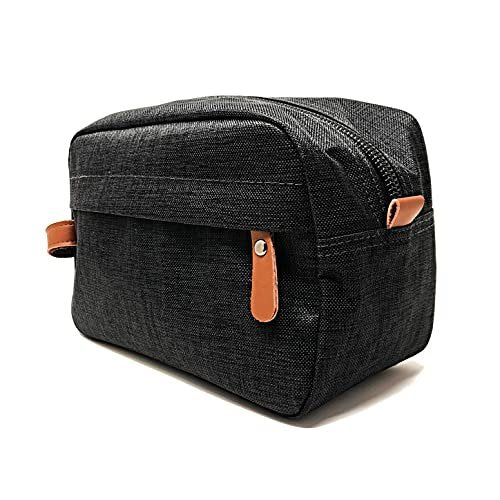 Dapper Dan Toiletry Bag Organizer - Mens Travel Toiletry Bag, Linen Cosmetic Case (Black/White, Empty) - görsel 5