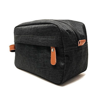 Dapper Dan Toiletry Bag Organizer - Mens Travel Toiletry Bag, Linen Cosmetic Case (Black/White, Empty)