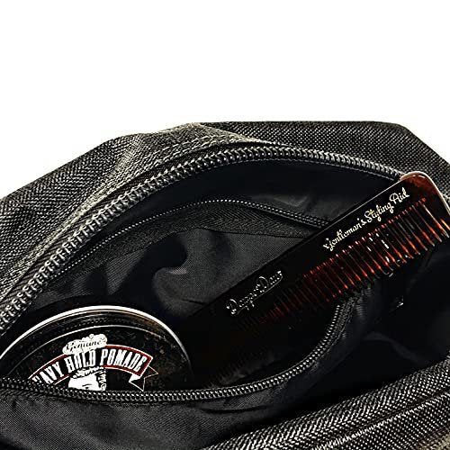 Dapper Dan Toiletry Bag Organizer - Mens Travel Toiletry Bag, Linen Cosmetic Case (Black/White, Empty) - görsel 13