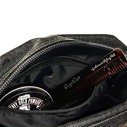 Dapper Dan Toiletry Bag Organizer - Mens Travel Toiletry Bag, Linen Cosmetic Case (Black/White, Empty)