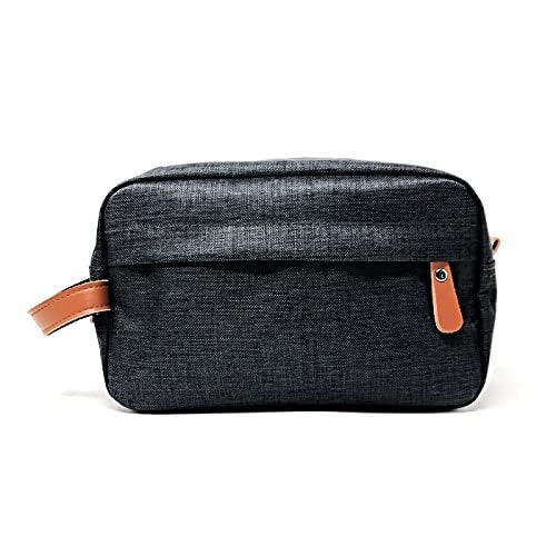 Dapper Dan Toiletry Bag Organizer - Mens Travel Toiletry Bag, Linen Cosmetic Case (Black/White, Empty) - görsel 2