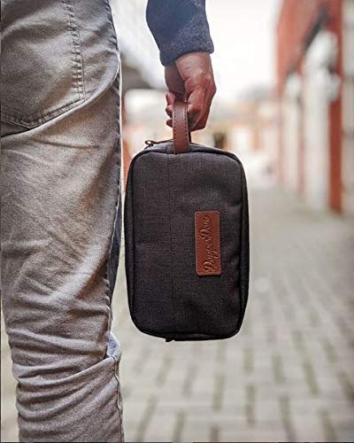 Dapper Dan Toiletry Bag Organizer - Mens Travel Toiletry Bag, Linen Cosmetic Case (Black/White, Empty) - görsel 3