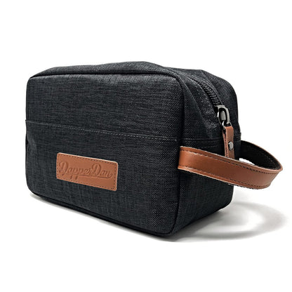 Dapper Dan Toiletry Bag Organizer - Mens Travel Toiletry Bag, Linen Cosmetic Case (Black/White, Empty)