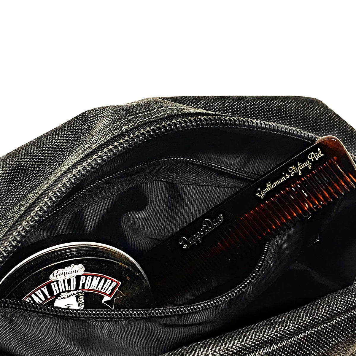 Dapper Dan Toiletry Bag Organizer - Mens Travel Toiletry Bag, Linen Cosmetic Case (Black/White, Empty) - görsel 12