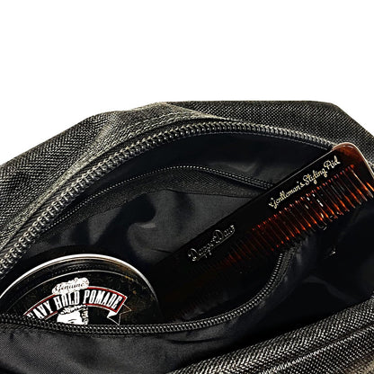 Dapper Dan Toiletry Bag Organizer - Mens Travel Toiletry Bag, Linen Cosmetic Case (Black/White, Empty)