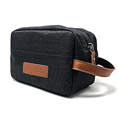 Dapper Dan Toiletry Bag Organizer - Mens Travel Toiletry Bag, Linen Cosmetic Case (Black/White, Empty) - görsel 7
