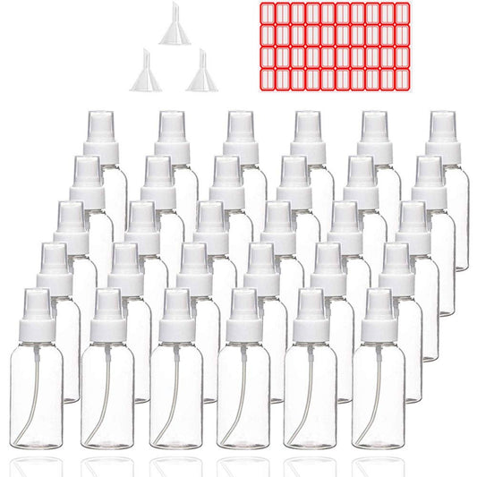 30 Pack 1 oz Clear Empty Fine Mist Plastic Spray Bottles – Mini Travel Refillable Liquid Containers