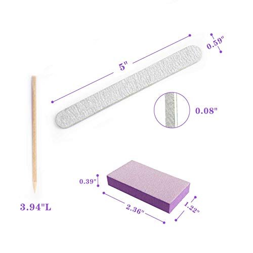 Professional Disposable Manicure Kit Basics 3 Piece Nail Kit - 100 Set Wood Nail File 100/180 Grit, Mini Buffer 80/100 Grit, Wood Stick Avelisse
