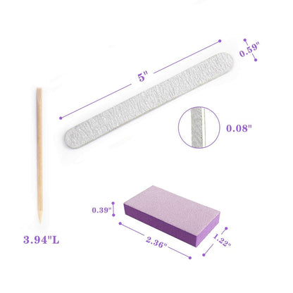 Professional Disposable Manicure Kit Basics 3 Piece Nail Kit - 100 Set Wood Nail File 100/180 Grit, Mini Buffer 80/100 Grit, Wood Stick Avelisse