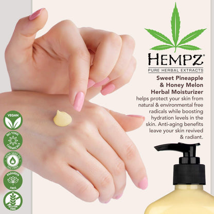 Hempz Sweet Pineapple & Honey Melon Moisturizing Body Lotion 17 oz (2-Pack) - Natural Extracts with Jojoba, Vitamin A & E Avelisse
