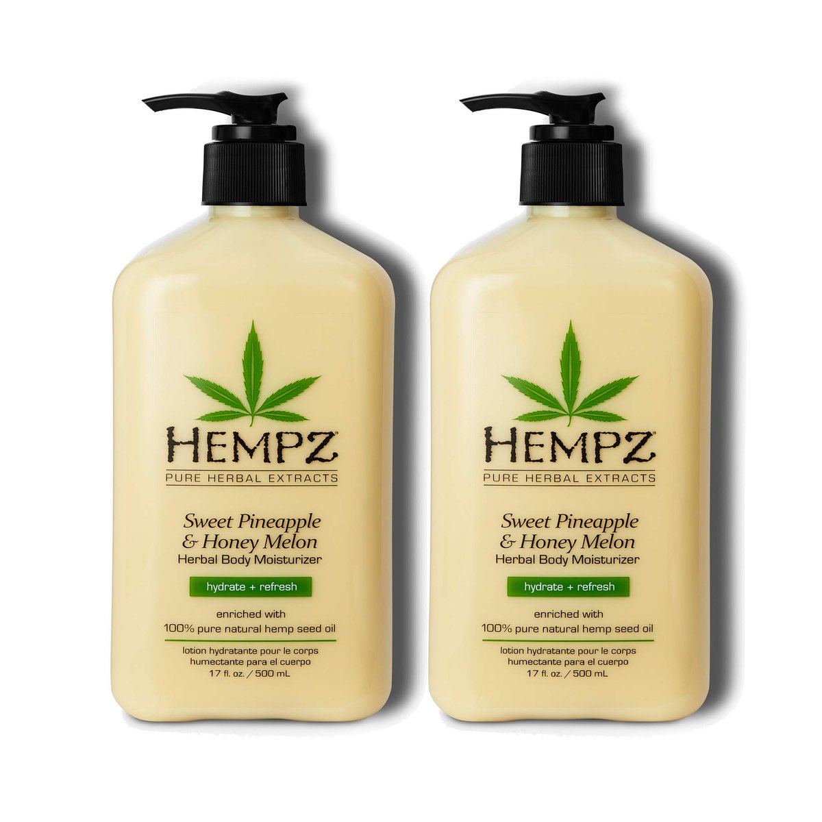 Hempz Sweet Pineapple & Honey Melon Moisturizing Body Lotion 17 oz (2-Pack) - Natural Extracts with Jojoba, Vitamin A & E Avelisse