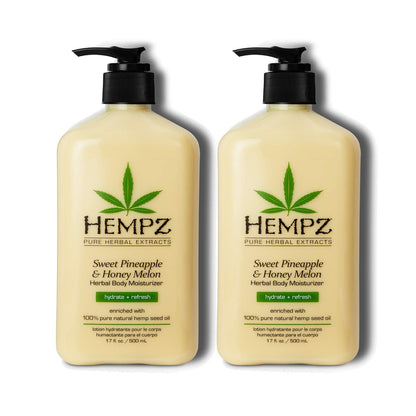 Hempz Sweet Pineapple & Honey Melon Moisturizing Body Lotion 17 oz (2-Pack) - Natural Extracts with Jojoba, Vitamin A & E Avelisse