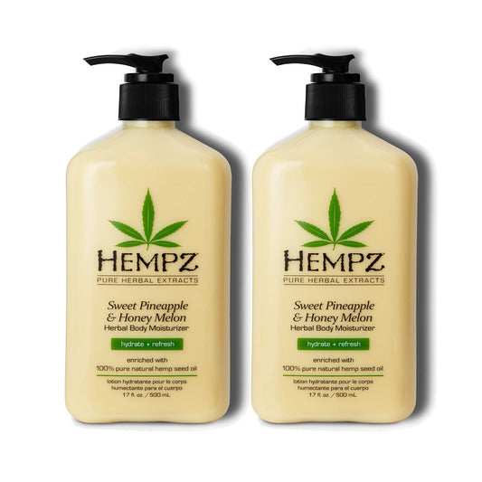 Hempz Sweet Pineapple & Honey Melon Moisturizing Body Lotion 17 oz (2-Pack) - Natural Extracts with Jojoba, Vitamin A & E Avelisse