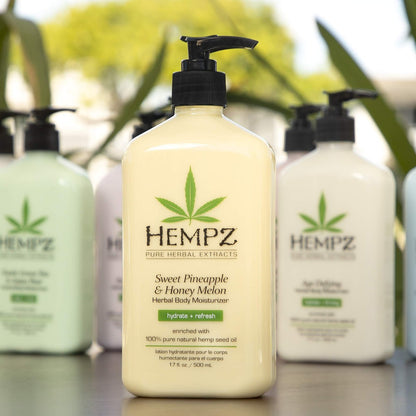 Hempz Sweet Pineapple & Honey Melon Moisturizing Body Lotion 17 oz (2-Pack) - Natural Extracts with Jojoba, Vitamin A & E Avelisse