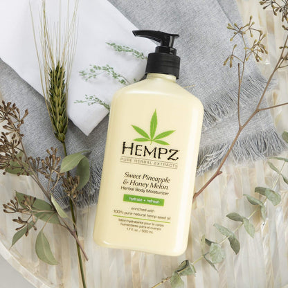 Hempz Sweet Pineapple & Honey Melon Moisturizing Body Lotion 17 oz (2-Pack) - Natural Extracts with Jojoba, Vitamin A & E Avelisse