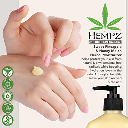 Hempz Sweet Pineapple & Honey Melon Moisturizing Body Lotion 17 oz (2-Pack) - Natural Extracts with Jojoba, Vitamin A & E Avelisse