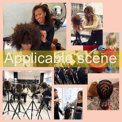 African Mannequin Head with 100% Human Hair Curly Cosmetology Mannequin for Styling Practice and Display - 2 Piece Set with Stand Avelisse