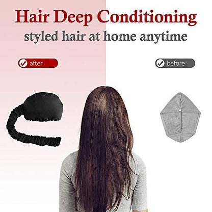 Upgraded Bonnet Hood Hairdryer Attachment with Chin Strap and Extended Hose - Black